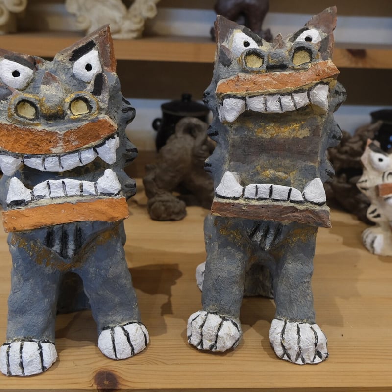 漆喰シーサー対 (グレイ) | シーサー ぎゃらりーゆしびん
