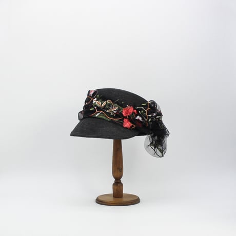 Flower tulle braid cap