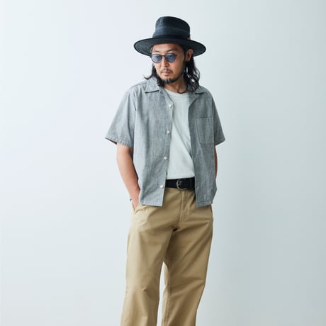 Selvage chambray Open collar shirt