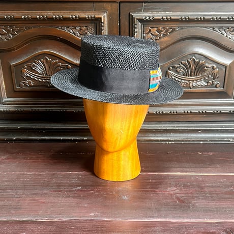 Bao boater vintage stripe ribbon