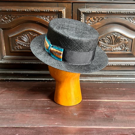 Bao boater vintage stripe ribbon