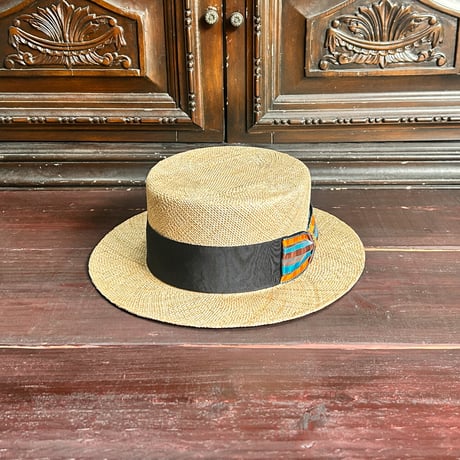 Bao boater vintage stripe ribbon