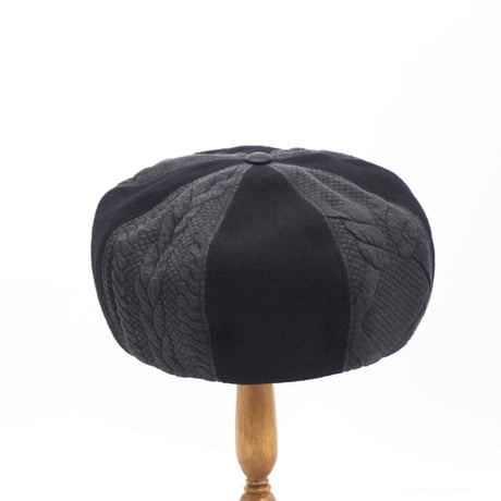 8panel beret(Cable Black)