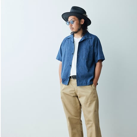 Selvage chambray Open collar shirt