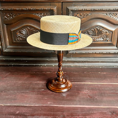 Bao boater vintage stripe ribbon