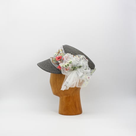 Flower tulle braid cap