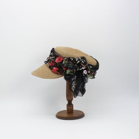 Flower tulle braid cap