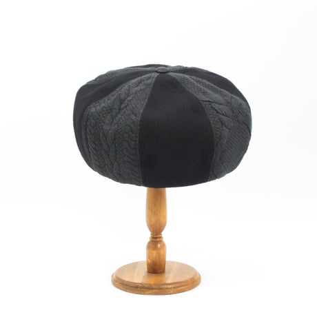 8panel beret(Cable Black)
