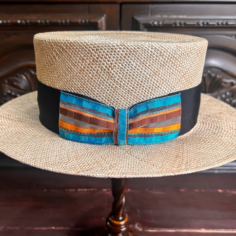 Bao boater vintage stripe ribbon