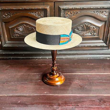 Bao boater vintage stripe ribbon