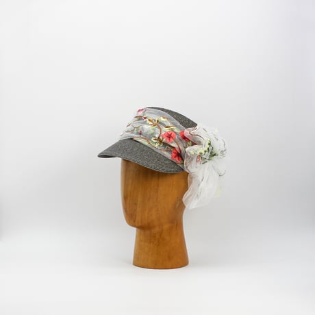 Flower tulle braid cap