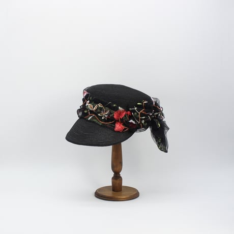 Flower tulle braid cap