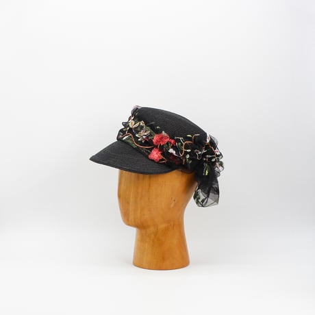 Flower tulle braid cap