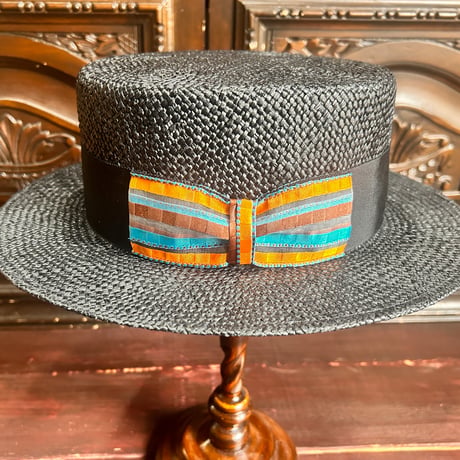 Bao boater vintage stripe ribbon