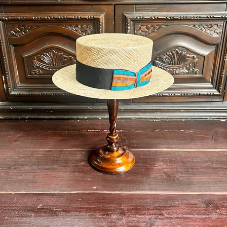 Bao boater vintage stripe ribbon