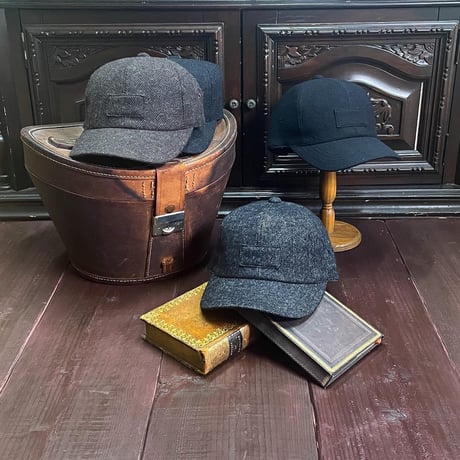 Front tag Tweed herringbone cap(Brown)