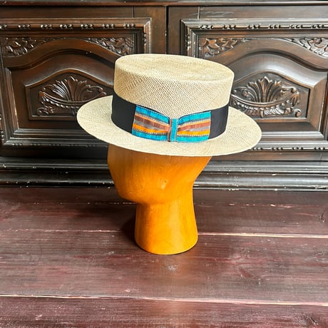 Bao boater vintage stripe ribbon