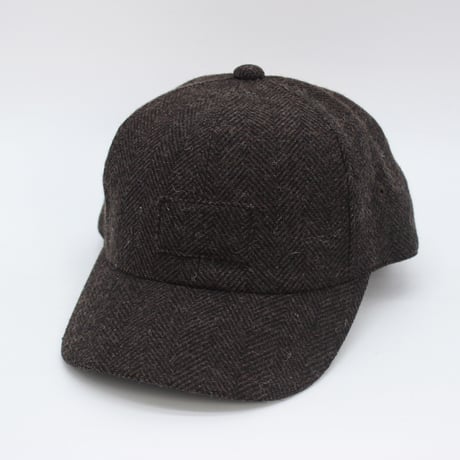 Front tag Tweed herringbone cap(Brown)