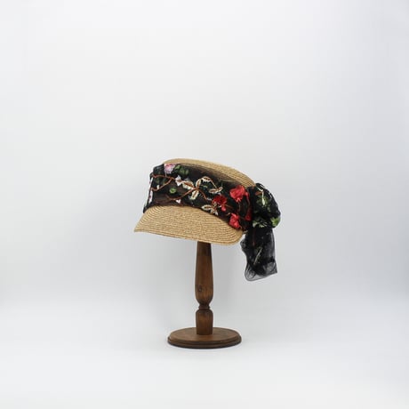 Flower tulle braid cap