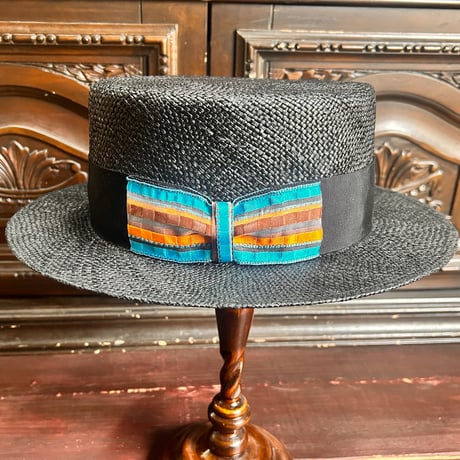Bao boater vintage stripe ribbon