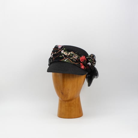 Flower tulle braid cap