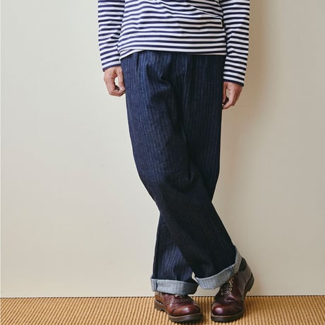 Herringbone Denim wide trousers