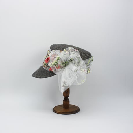 Flower tulle braid cap