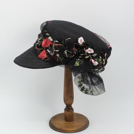 Flower tulle braid cap