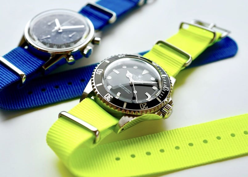 NEON COLOR NATO STRAP Yellow & Blue 20mm 2021 S...