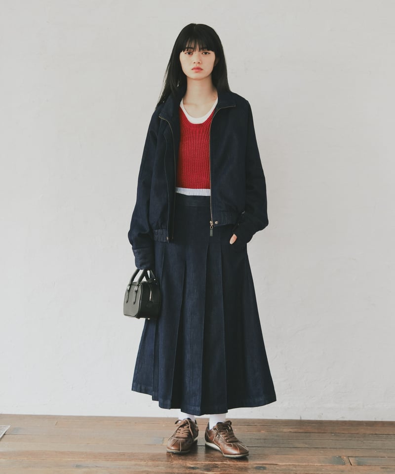 ファシルpleated denim fpants setup 対応フレアパンツ