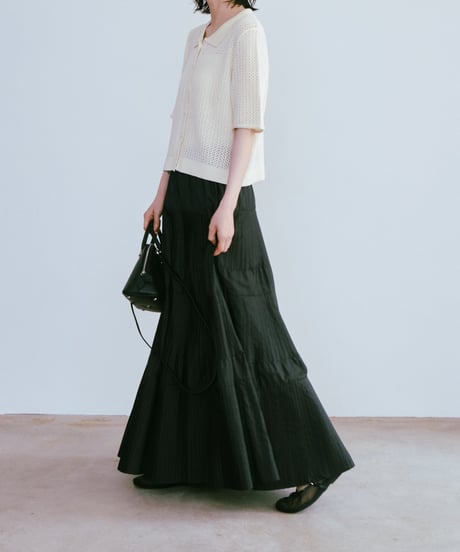 taffeta pleated skirt/2color