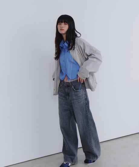 drawstring hem loose shirt / 2color