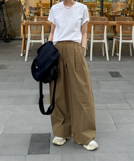 【予約】tucked wide cotton pants / 2size / 3color