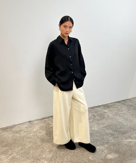 【FINE】wrap stand collar shirt / 2color