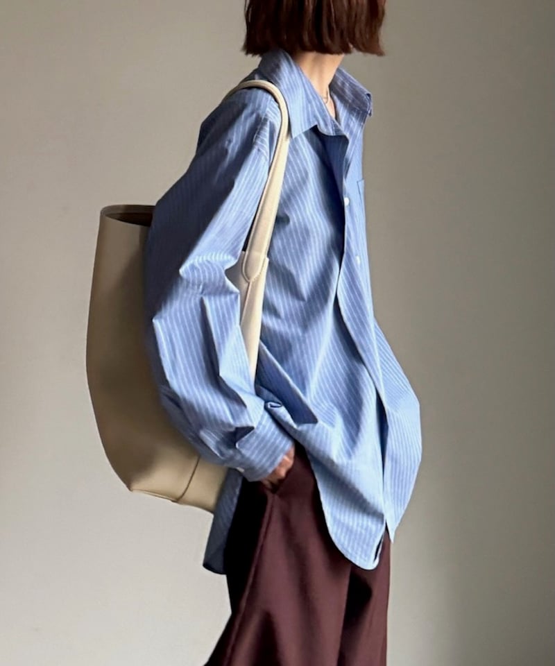 FASHIRU ファシル オーバーサイズブルーシャツ striped shirts/2color | F A S H I R U