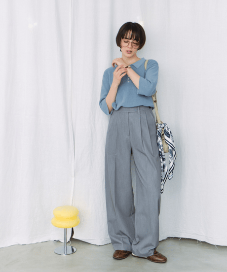 adjustable waist tuck slacks / 2color / 3size