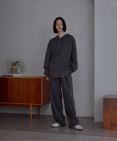 layered hem hoodie top（セットアップ対応）