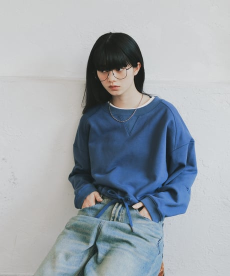drawstring cropped sweat/3color