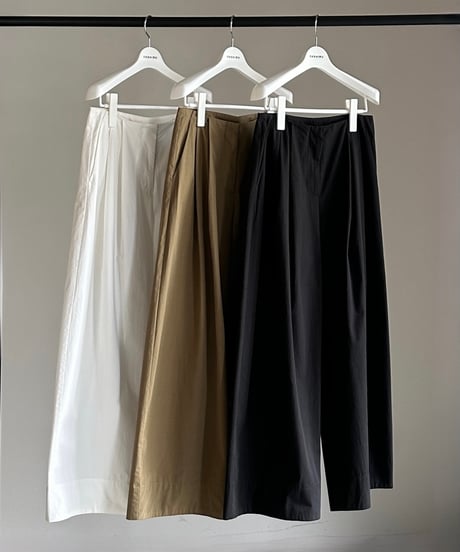 tucked wide cotton pants / 2size / 3color