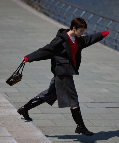 hoodie wool short coat