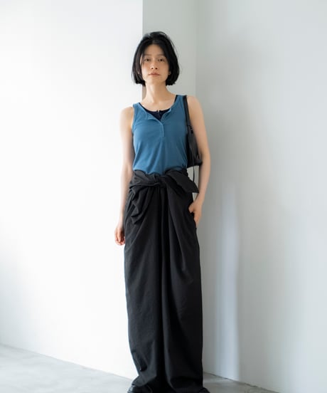 layered henley neck tank top