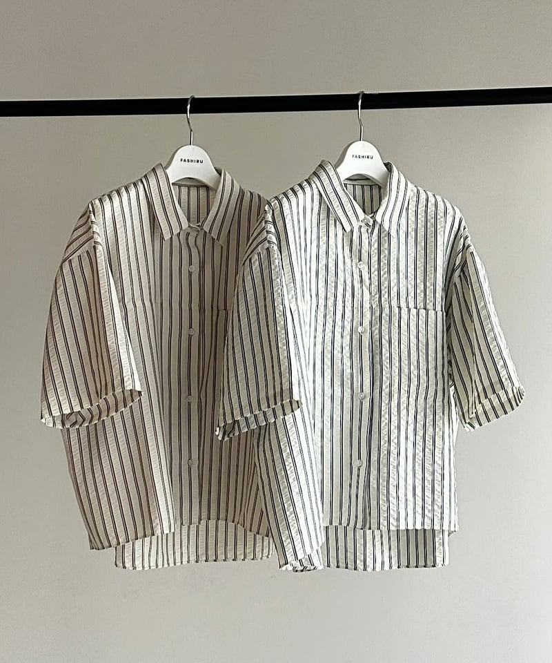 soft stripe short sleeve shirt/2color | F A S H