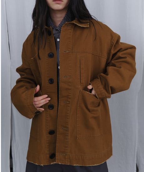 distressed twill jacket / 2color
