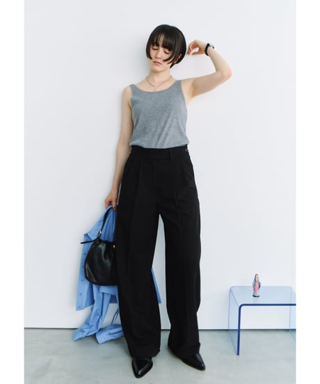 adjustable waist tuck slacks / 2color / 3size
