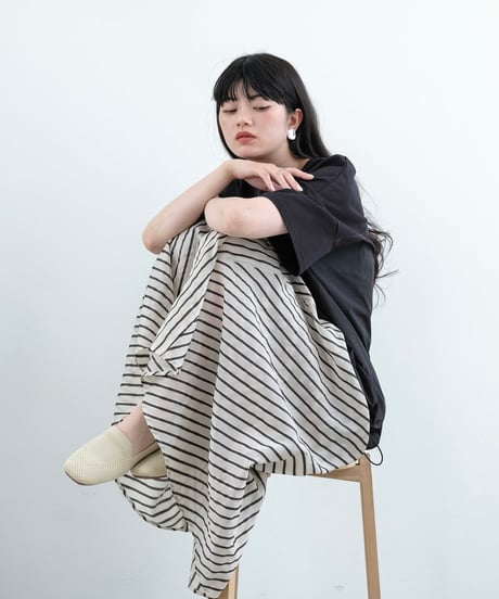 stripe flare skirt