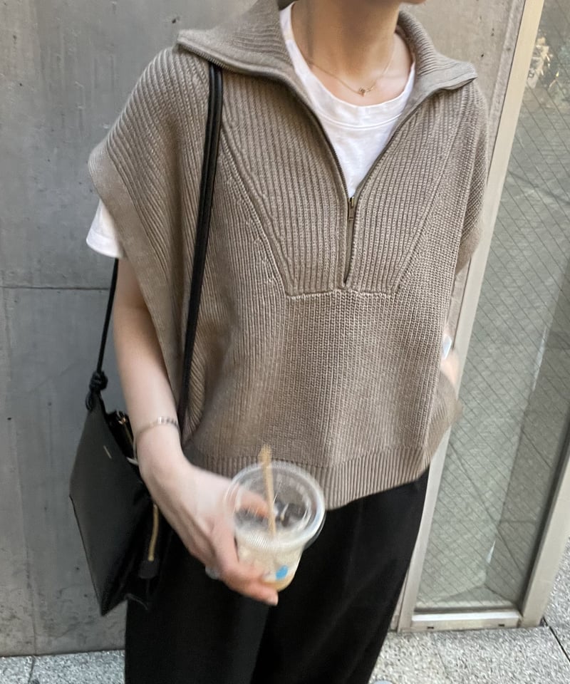 【新品タグ付き】fashiru  ファシル　half zip knit vest