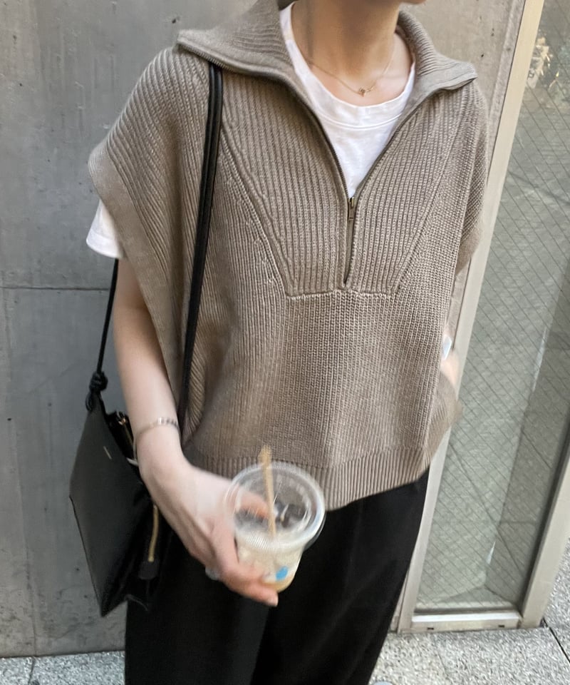 half zip knit vest/3color | F A S H I R U