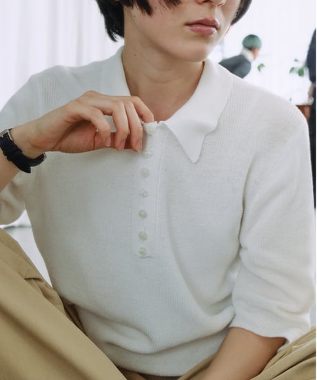 half sleeve knit polo / 3color