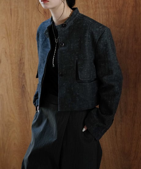 heather stand collar jacket/2size