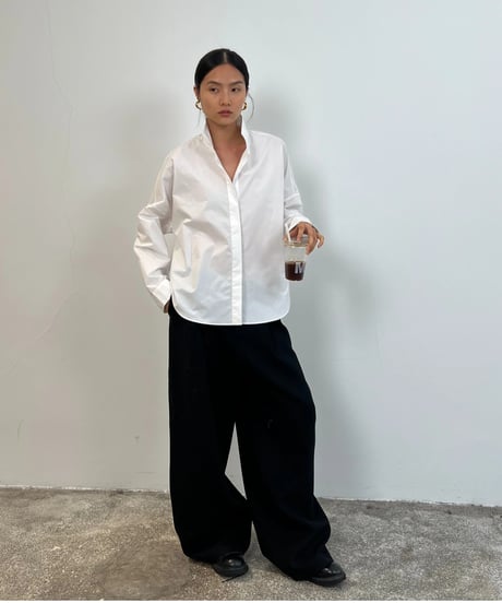 【FINE】stand collar minimal shirt / 2color
